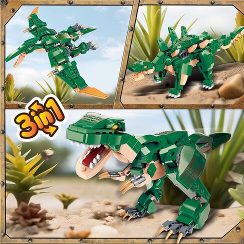 STEM 3 in1 Dinosaurs Building Kits 287PCS, Toys for Kids Age 6-10 Year Old, Educational Building Sets Best Gifts for Boy 6-10 (Red) in Saudi Arabia