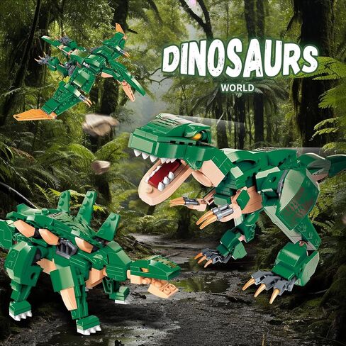 STEM 3 in1 Dinosaurs Building Kits 287PCS, Toys for Kids Age 6-10 Year Old, Educational Building Sets Best Gifts for Boy 6-10 (Red) in Saudi Arabia