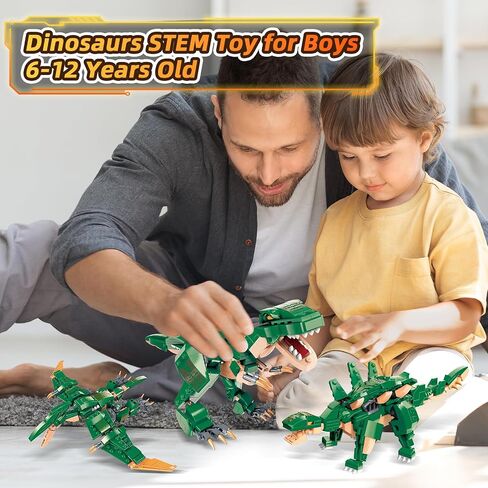 STEM 3 in1 Dinosaurs Building Kits 287PCS, Toys for Kids Age 6-10 Year Old, Educational Building Sets Best Gifts for Boy 6-10 (Red) in Saudi Arabia
