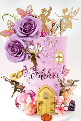JeVenis Pink Fairy Cake Decoration Mushroom Cake Decoration Fairy Cake Decoration Garden Fairy Cake Decoration Fairy Party Supplies Fairy Party Favors in Saudi Arabia