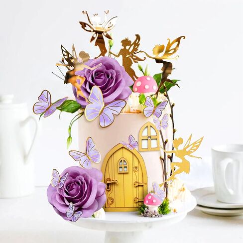 JeVenis Pink Fairy Cake Decoration Mushroom Cake Decoration Fairy Cake Decoration Garden Fairy Cake Decoration Fairy Party Supplies Fairy Party Favors in Saudi Arabia