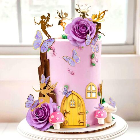 JeVenis Pink Fairy Cake Decoration Mushroom Cake Decoration Fairy Cake Decoration Garden Fairy Cake Decoration Fairy Party Supplies Fairy Party Favors in Saudi Arabia