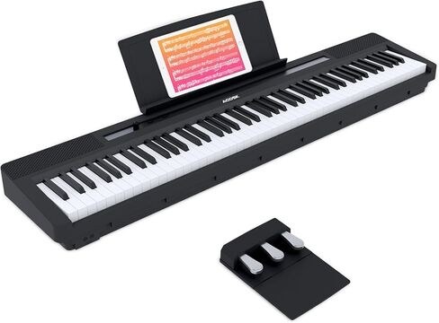 Weighted Piano 88-Key Beginner Digital Piano,Full Size Weighted keyboard with Hammer Action,with Sustain Pedal,2x25W Stereo Speakers,MP3 Function,Piano Lessons,Black,S-200 in Kuwait