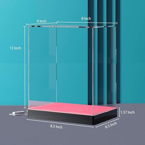 Acrylic Display Case with Ball Stand and USB RGB Lights, Light Up Acrylic Display Box with Controller APP Music Sync for Full-Size Football, Volleyball and Soccer, 10’’(L) x10’’(W) x10’’(H’’) in Saudi Arabia