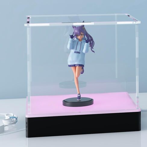 Acrylic Display Case with Ball Stand and USB RGB Lights, Light Up Acrylic Display Box with Controller APP Music Sync for Full-Size Football, Volleyball and Soccer, 10’’(L) x10’’(W) x10’’(H’’) in Saudi Arabia