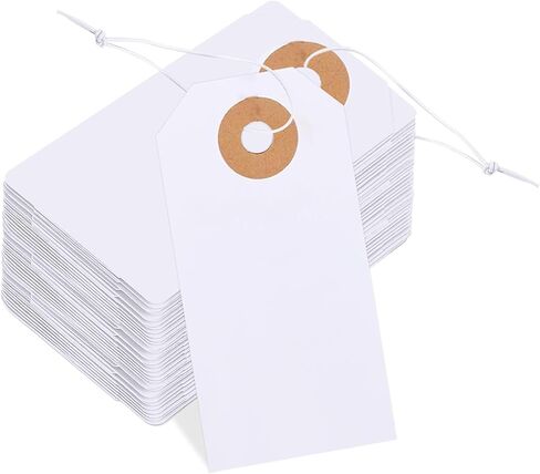 Small Hanging Tags with Elastic String Attached, 100 Pcs Writable Price Tags Blank Marking Tags Paper Gift Tags 2.75'' x1.37'' in Saudi Arabia