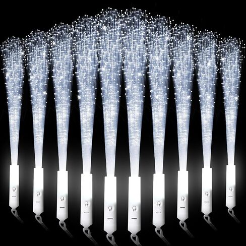 miikoul 36 Pcs Fiber Optic Wands White Glow Sticks LED Wedding Wand Light up Party Favor Sticks Flashing Wands with 3 Light Modes for neon Party Wedding Baby Shower Birthday Party Supplies in Saudi Arabia