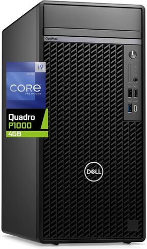 Dell 7010 Plus Optiplex Desktop Computer, Intel i9-12900K, 64GB RAM, 2TB NVMe PCIe SSD, Nvidia Quadro P1000 4GB Graphics, 4 x Mini-DisplayPort, HDMI, Wi-Fi, BT, USB C, Windows 11 Pro, Black Tower in Saudi Arabia