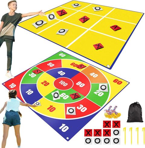 2-in-1 Giant Easter Bean Bag Toss & Large Tic Tac Toe Outdoor Games for Kids Adults-4.5ft Giant Outside Lawn Yard Camping Field Day Games for Kid Family-Backyard Fun Carnival Easter Party Giant Games in Kuwait