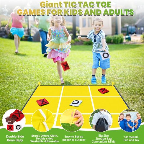 2-in-1 Giant Easter Bean Bag Toss & Large Tic Tac Toe Outdoor Games for Kids Adults-4.5ft Giant Outside Lawn Yard Camping Field Day Games for Kid Family-Backyard Fun Carnival Easter Party Giant Games in Kuwait