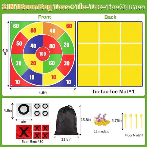 2-in-1 Giant Easter Bean Bag Toss & Large Tic Tac Toe Outdoor Games for Kids Adults-4.5ft Giant Outside Lawn Yard Camping Field Day Games for Kid Family-Backyard Fun Carnival Easter Party Giant Games in Kuwait
