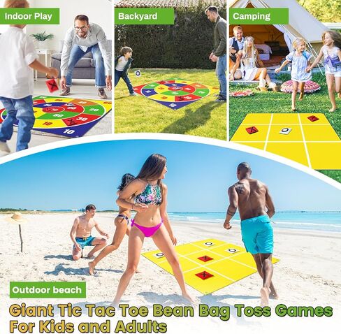2-in-1 Giant Easter Bean Bag Toss & Large Tic Tac Toe Outdoor Games for Kids Adults-4.5ft Giant Outside Lawn Yard Camping Field Day Games for Kid Family-Backyard Fun Carnival Easter Party Giant Games in Kuwait