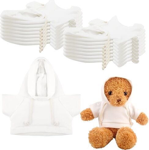 15 Pack Stuffed Bear White Hoodie Bulk Sublimation Blank Teddy Bear Toy Shirts Stuffed Animal White Basic Clothes Hoodie for 14-18 Inch Stuffed Bears Dolls DIY in Saudi Arabia