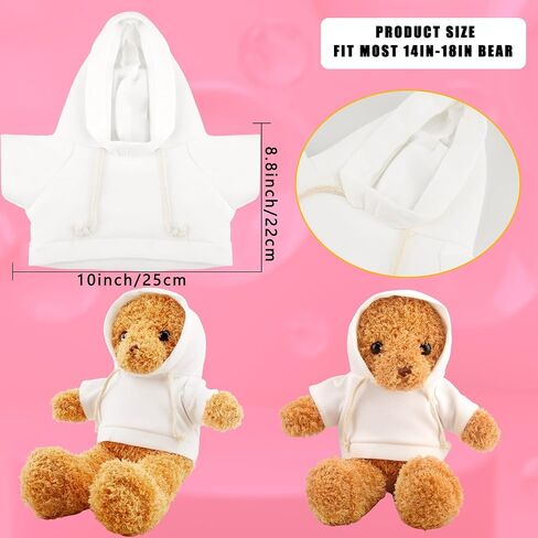 15 Pack Stuffed Bear White Hoodie Bulk Sublimation Blank Teddy Bear Toy Shirts Stuffed Animal White Basic Clothes Hoodie for 14-18 Inch Stuffed Bears Dolls DIY in Saudi Arabia