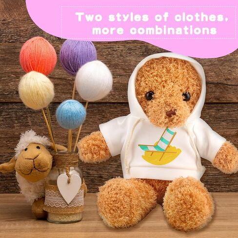 15 Pack Stuffed Bear White Hoodie Bulk Sublimation Blank Teddy Bear Toy Shirts Stuffed Animal White Basic Clothes Hoodie for 14-18 Inch Stuffed Bears Dolls DIY in Saudi Arabia