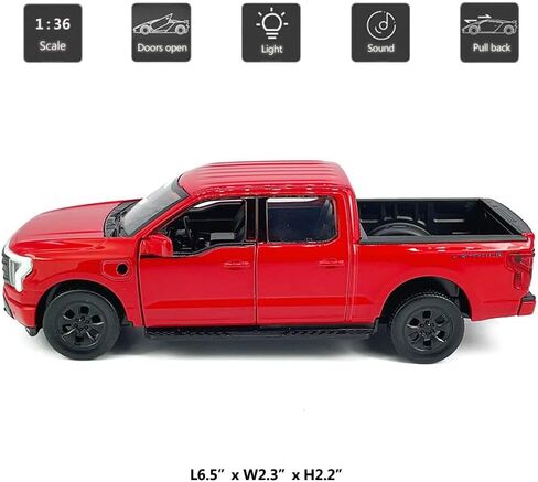 1:36 Scale 2022 F-150 EV Lightning Platinum Pickup Truck Model Toy Car Metal Diecast Toy Vehicle, Doors Open, Light Sound, Pull Back, Toys for Boys Kids Gifts, Men Collection, Home Office Décor, Gray in Saudi Arabia