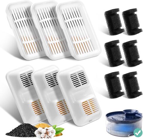 3 Set Replacement Filter and Sponge for 169oz/5L Dog Fountain, Multiple Filtration Dog Water Fountain Filter, Pet Fountain Filter Replacement, Cat Water Fountain Filters in Saudi Arabia