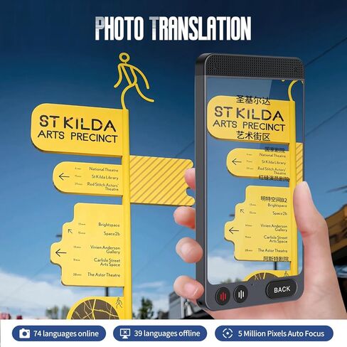 Language Translator Device, 142 Languages AI Translator with 2000mA Battery, Two Way Real-Time Voice Translation, Portable Smart Instant Translator for Voice/Text/Photo in Kuwait