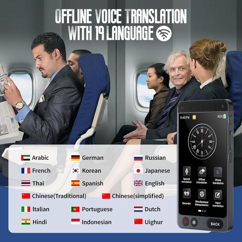 Language Translator Device, 142 Languages AI Translator with 2000mA Battery, Two Way Real-Time Voice Translation, Portable Smart Instant Translator for Voice/Text/Photo in Kuwait