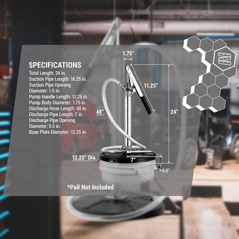 TERA PUMP TRPAIL-M - Telescopic Electric Operated Pail Pump - 5 Gallon Buckets Pail Attachment Pump with Flow Meter For [ Kerosene Gasoline Engine Oil Diesel DEF Hydraulic Oil Water Etc ] in Saudi Arabia