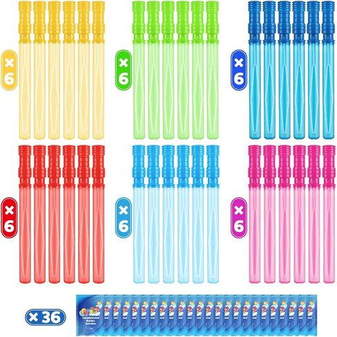 24 Pack 14’’ Bubble Wands, Big Bubble Wands With 24 Bubble Refill Solution, Bubbles Party Supplies For Easter, Birthday, Wedding, Summer Outdoor/indoor Activity, Bubbles Party Favors For Kids(6 Color) in Saudi Arabia