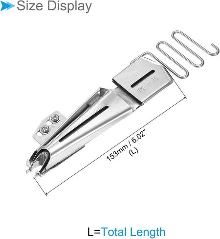 CoCud Sewing Machine Binder, 1-1/2" Inlet 7/16" Outlet, Stainless Steel Single Covered Edge Flat Seamer Folder Binding Attachment Tape Binder in Saudi Arabia