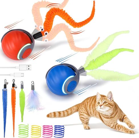 ألعاب Aiersa Cat للقطط البالغة الداخلية الملل ، لعبة Cat Tail Tail ، كرات ألعاب القطط الذكية التفاعلية ، ألعاب القطط المتحركة الأوتوماتيكية للقطط الداخلية ، ألعاب القطط ذاتية القطط مع 3 ذيول و 4 نوابض (زرقاء) in Kuwait