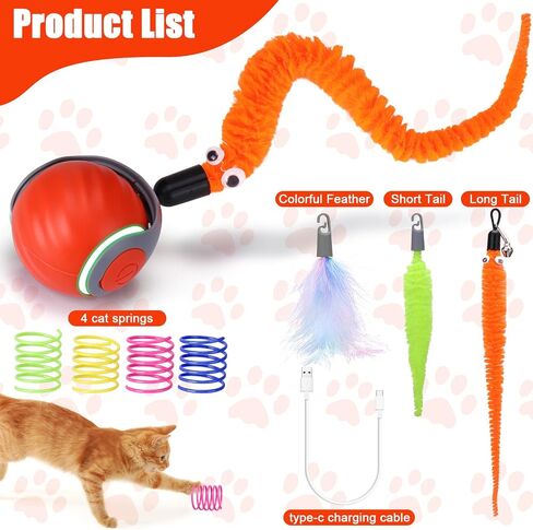 ألعاب Aiersa Cat للقطط البالغة الداخلية الملل ، لعبة Cat Tail Tail ، كرات ألعاب القطط الذكية التفاعلية ، ألعاب القطط المتحركة الأوتوماتيكية للقطط الداخلية ، ألعاب القطط ذاتية القطط مع 3 ذيول و 4 نوابض (زرقاء) in Kuwait
