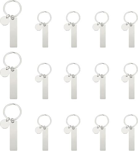 PATIKIL Stainless Steel Engraving Keychain Blanks, 15Pcs Metal Laser Engravable Stamping Blanks Key Ring Tags with Hanging Tag for DIY Keychain, Craft, Silver Tone(Rectangular) in Kuwait