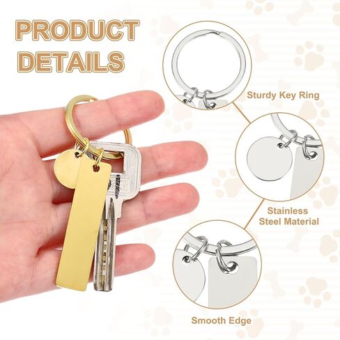 PATIKIL Stainless Steel Engraving Keychain Blanks, 15Pcs Metal Laser Engravable Stamping Blanks Key Ring Tags with Hanging Tag for DIY Keychain, Craft, Silver Tone(Rectangular) in Kuwait