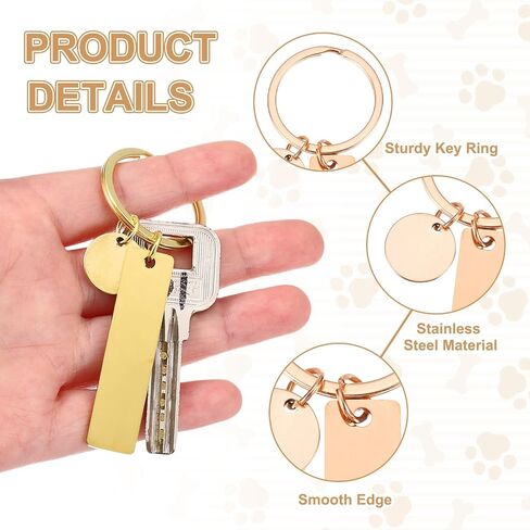 PATIKIL Stainless Steel Engraving Keychain Blanks, 15Pcs Metal Laser Engravable Stamping Blanks Key Ring Tags with Hanging Tag for DIY Keychain, Craft, Silver Tone(Rectangular) in Kuwait