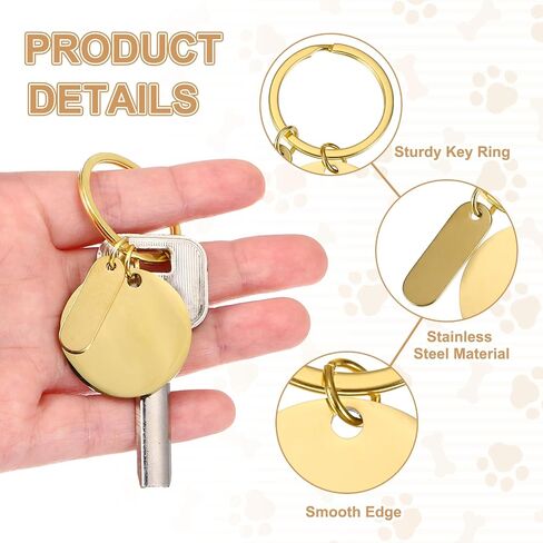 Patikil الفولاذ المقاوم للصدأ نقش الفراغات مفاتيح المفاتيح ، 30pcs معدنية ليزر قابلة للختمات ختم ختم العلامات الحلقة المفتاح مع علامة معلقة لسلسلة مفاتيح DIY ، حرفة ، نغمة سوداء (جولة) in Kuwait
