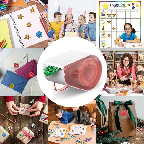 Teacher Appreciation Gifts,Manual Sticker Dispenser for Stickers with 1520Pcs 1Inch Gold Star,Red Heart,Smiley Face Stickers for Kids Reward,Behavior Chart,School Classroom Teacher Supplies(Purple) in Kuwait