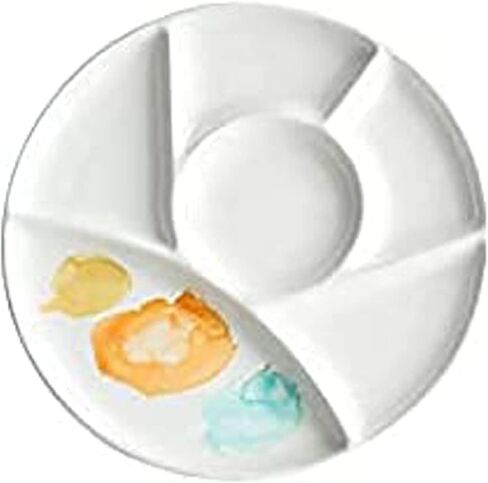 13-Well Porcelain Artist Paint Palette, Mixing Ceramic Watercolor Palette, Mixing Tray for Watercolor Gouache Acrylic Oil Painting 8 Inch in Saudi Arabia