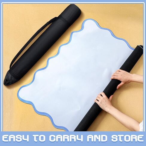 Majiong Majiong Mait للجدول 31.5 "× 31.5" Majiong MAT مع Black Carrying Bag Abeal Games Games Cover لألعاب لوحات البوكر ، Dominoes (Blue) in Kuwait