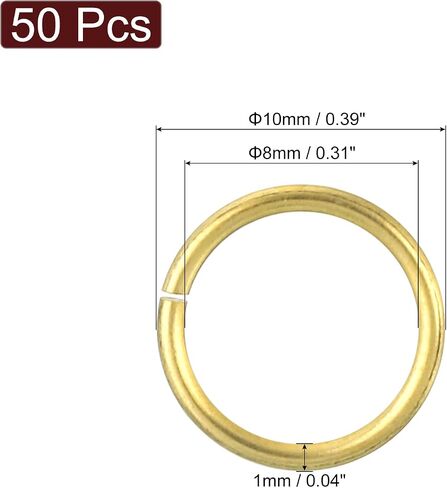 uxcell 50Pcs Open Jump Rings, 15mm/0.59" OD Brass Jump Ring Connectors 1.5mm Thick O Rings for Necklaces Bracelet Jewelry Making Keychain DIY Craft, Gold Tone in Saudi Arabia