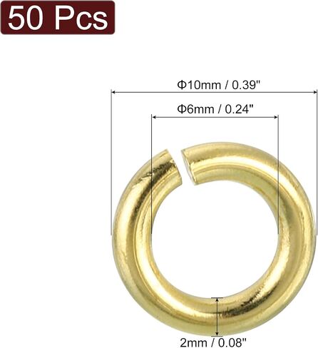 uxcell 50Pcs Open Jump Rings, 15mm/0.59" OD Brass Jump Ring Connectors 1.5mm Thick O Rings for Necklaces Bracelet Jewelry Making Keychain DIY Craft, Gold Tone in Saudi Arabia