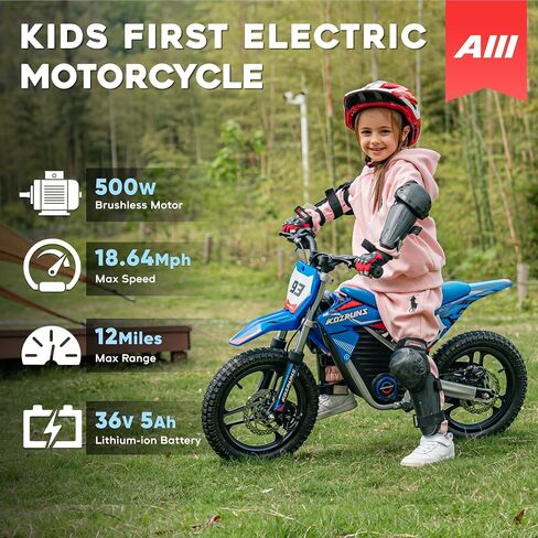 AIII 36V Electric Dirt Bike for Kids 5-10, High Performance 350W Racing Grade Motorcycle, Up to 18.6MPH, 3 Speed Settings, 14-Inch Off-Road Tires, Dual Disc Brakes & Advanced Shock Absorption, Orange in Saudi Arabia