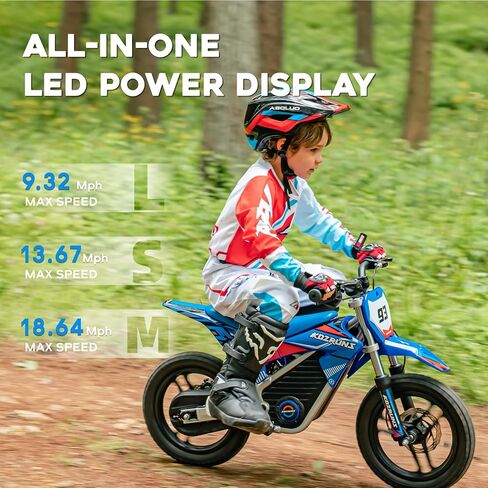 AIII 36V Electric Dirt Bike for Kids 5-10, High Performance 350W Racing Grade Motorcycle, Up to 18.6MPH, 3 Speed Settings, 14-Inch Off-Road Tires, Dual Disc Brakes & Advanced Shock Absorption, Orange in Saudi Arabia