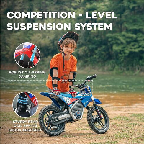 AIII 36V Electric Dirt Bike for Kids 5-10, High Performance 350W Racing Grade Motorcycle, Up to 18.6MPH, 3 Speed Settings, 14-Inch Off-Road Tires, Dual Disc Brakes & Advanced Shock Absorption, Orange in Saudi Arabia