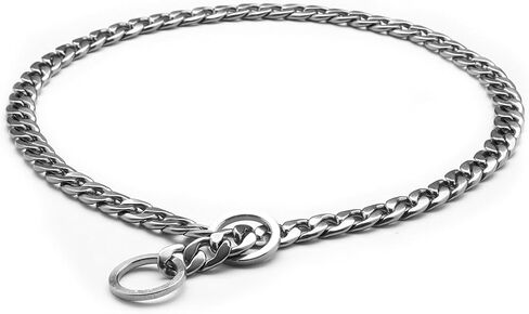 Luxury Flat Chain Design Professional Training Chain Collar, Stainless Steel Dog Training Collar, Professional Flat Chain Design, Mirror Polished (XX-Large：25.6in x 5mm(Neck max 24in)) in Saudi Arabia