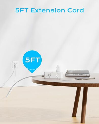 European Travel Plug Adapter, Olcorife Power Strip with EU UK US Plug Adapter, 6 Outlets 3 USB Ports with 5ft Extension Cord, International Power Adapter for US to Europe UK in Saudi Arabia