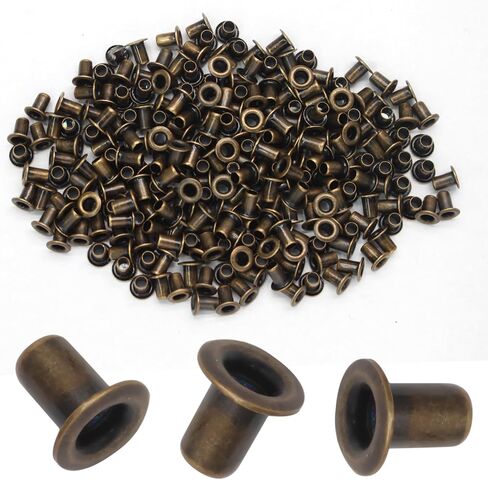 Litoexpe 1/8 Inch (3mm) ID Grommets Eyelets, 200 Pieces Metal Grommet Kit Hole Self Backing Eyelet for Repairing Canvas, Clothes, Leather (Brass) in Saudi Arabia