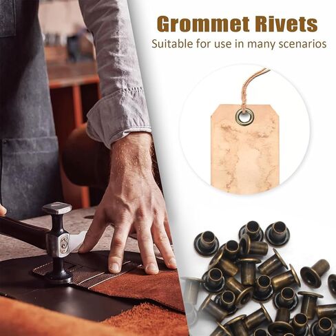 Litoexpe 1/8 Inch (3mm) ID Grommets Eyelets, 200 Pieces Metal Grommet Kit Hole Self Backing Eyelet for Repairing Canvas, Clothes, Leather (Brass) in Saudi Arabia