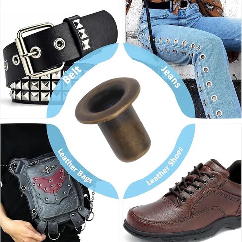 Litoexpe 1/8 Inch (3mm) ID Grommets Eyelets, 200 Pieces Metal Grommet Kit Hole Self Backing Eyelet for Repairing Canvas, Clothes, Leather (Brass) in Saudi Arabia