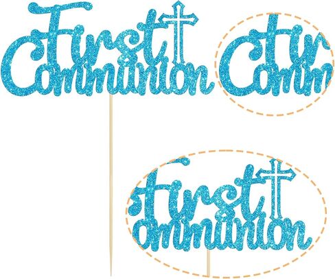 Gyufise 25Pcs First Holy Communion Cupcake Toppers Gold Glitter First Communion Cake Topper God Bless Dove Cross Cupcake Picks God Christian Baptism Theme Baby Shower Birthday Party Cake Supplies in Saudi Arabia