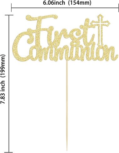 Gyufise 25Pcs First Holy Communion Cupcake Toppers Gold Glitter First Communion Cake Topper God Bless Dove Cross Cupcake Picks God Christian Baptism Theme Baby Shower Birthday Party Cake Supplies in Kuwait