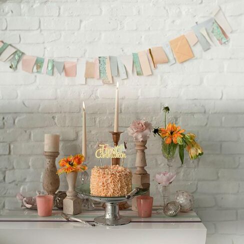 Gyufise 25Pcs First Holy Communion Cupcake Toppers Gold Glitter First Communion Cake Topper God Bless Dove Cross Cupcake Picks God Christian Baptism Theme Baby Shower Birthday Party Cake Supplies in Kuwait