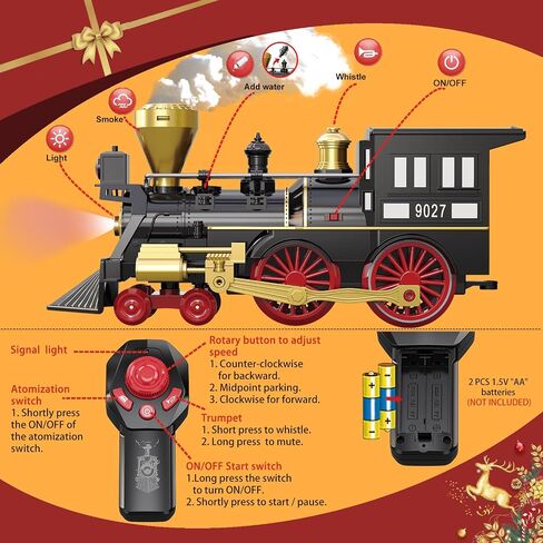 Electric Train Sets for Kids Metal Alloy Christmas Train Toys Steam Locomotive, Glowing Passenger Carriages, Luxury Tracks, Light & Sounds Rechargeable Birthday Gifts for Boys Girls Green in Saudi Arabia
