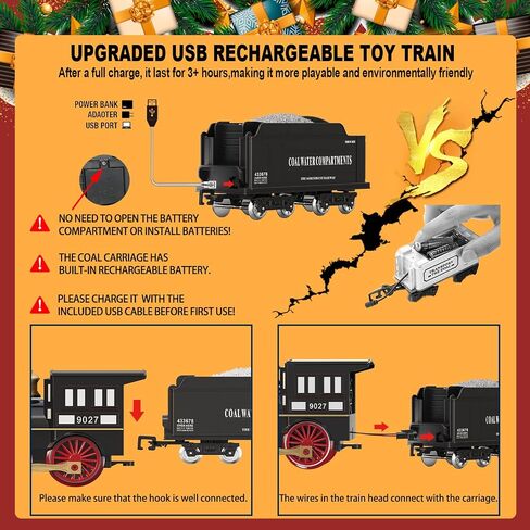 Electric Train Sets for Kids Metal Alloy Christmas Train Toys Steam Locomotive, Glowing Passenger Carriages, Luxury Tracks, Light & Sounds Rechargeable Birthday Gifts for Boys Girls Green in Saudi Arabia